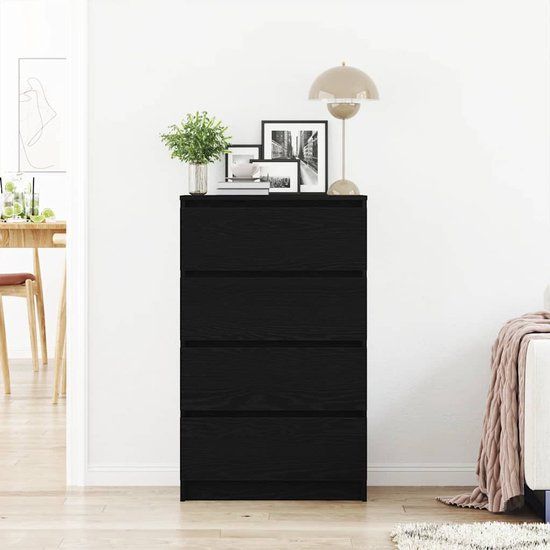 vidaXL Dressoir 60x35x98,5 cm spaanplaat zwart eikenkleurig