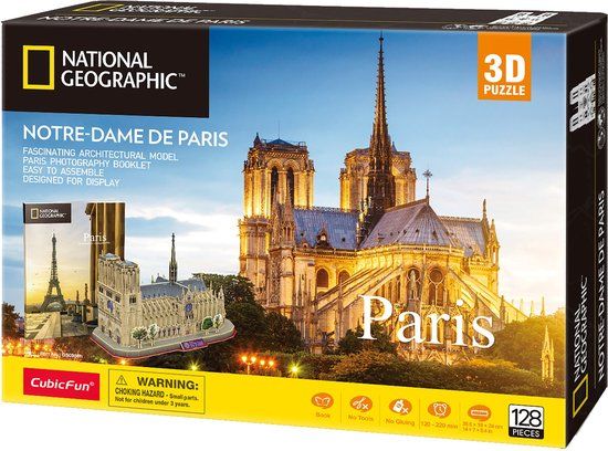 CubicFun National Geographic 3D Puzzle Notre Dame De Paris - 256 Stukjes - 8+ Jaar