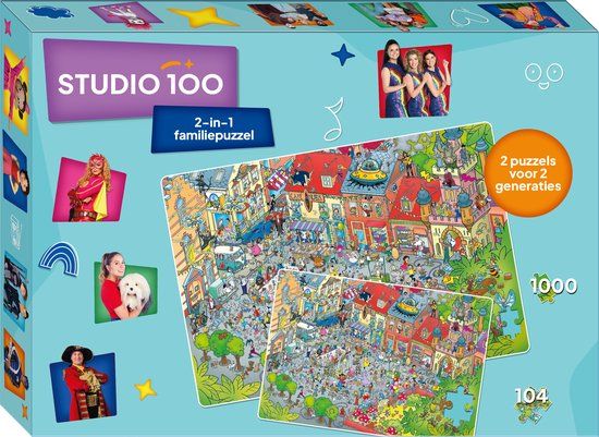 Top1Toys Studio 100 Puzzel 30 Jaar Studio 100 - 2 puzzels in 1 - 104 & 1000 stukjes