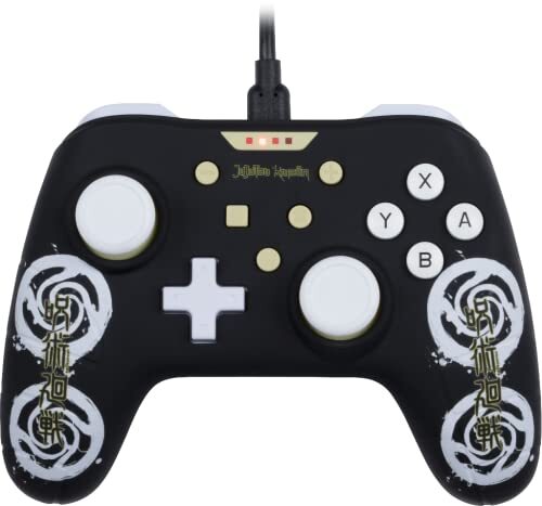 Konix Jujutsu Kaisen Bekabelde controller voor Nintendo Switch en PC, trilfunctie, 3 m kabel, zwart en wit