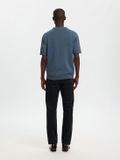 Selected SLH Mattis SS Linen Blend Open Polo Blue Mirage XXL