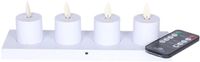 Anna's Collection LED theelichtjes - 4x st - oplaadbaar - wit - H6 cm - met oplaadstation en afstandsbediening