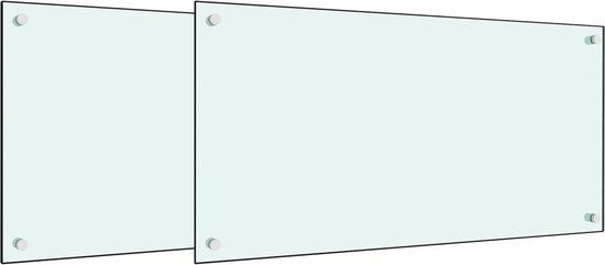 vidaXL Keuken Spatschermen 2 stuks 80x40 cm Gehard Glas Wit