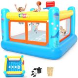 AKEYDIY PVC-springkasteel, opblaasbaar springkasteel voor peuters van 3-6 jaar, zonder afneembaar ballenbad, basketbalmand en speelplan