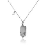 Cavill - Zilveren Ketting 925 Sterling Zilver - Zwarte Rutielkwarts 2 Ct Fancy Slijpsel - Witte Zoetwaterparel - Elegant Sieraad Dames