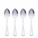 Set van 4 theelepels van staal 18/10, zilver glanzend, antiek
