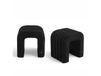 Icecat Lot de 2 tabourets rembourrés en tissu bouclette - noir