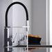 Kubix Design robinet de cuisine noir/chrome H.42cm douchette de pré-rinçage laiton