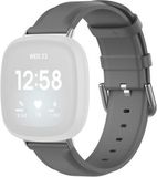 By Qubix - Leren bandje - Donkergrijs - Geschikt voor Fitbit Versa 3/4 & Sense 1/2
