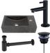 FortiFura Robinet de lavabo - 22x40x10cm - 1 trou de robinet - pierre naturelle - foncé
