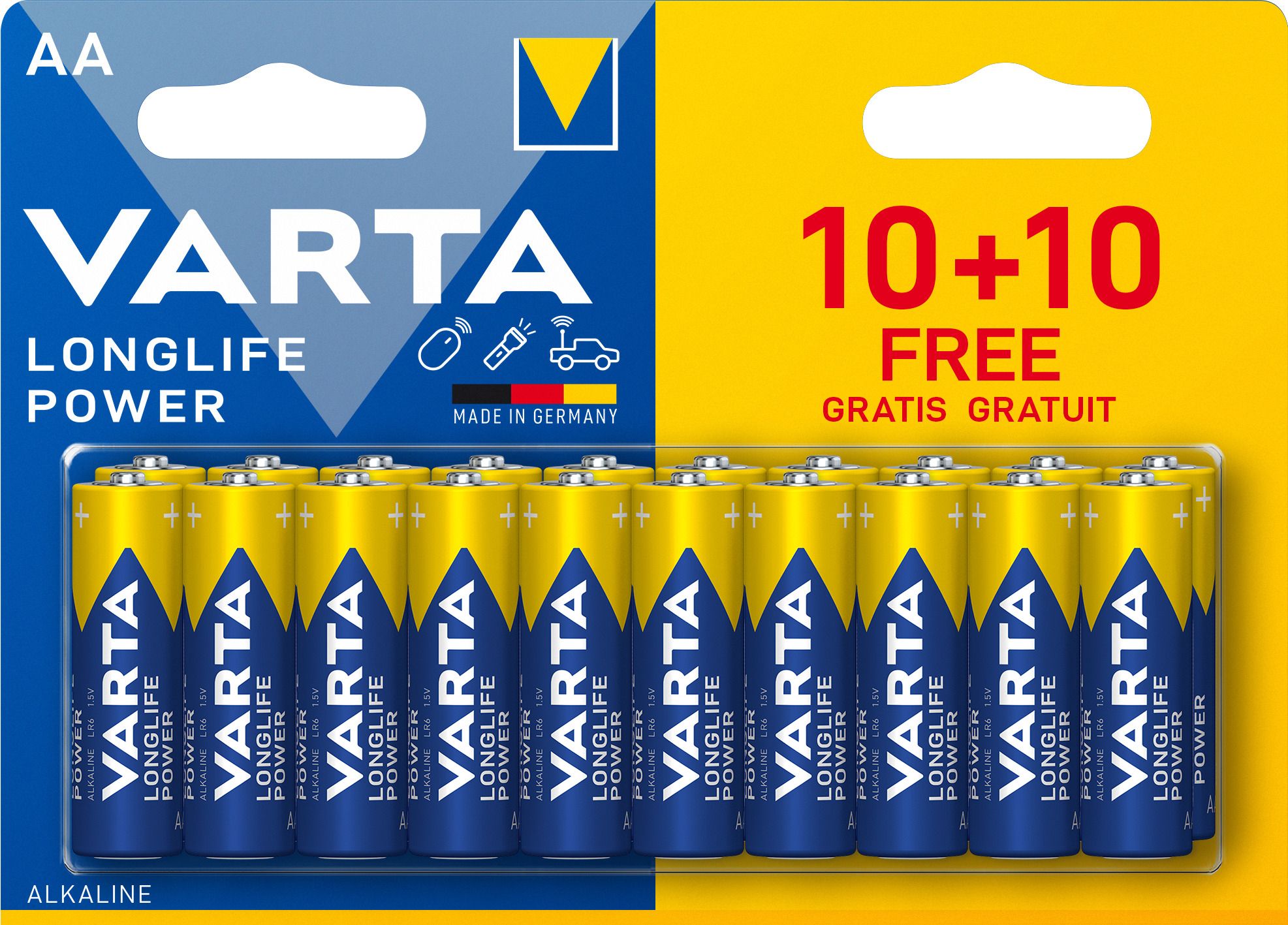 Varta Longlife Power AA - Alkaline Batterijen - 20 Stuks