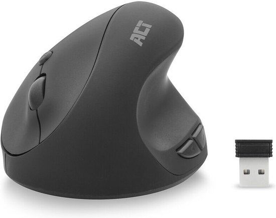 ACT Draadloze Ergonomische Muis - Zwart - 1600 DPI - Verticaal - Rechtshandig