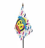 Merkloos / Sans marque Shoppartners Bv Happy 60th Birthday - mini vlaggetje op stok - 10 x 15 cm - 60 jaar geworden - verjaardag