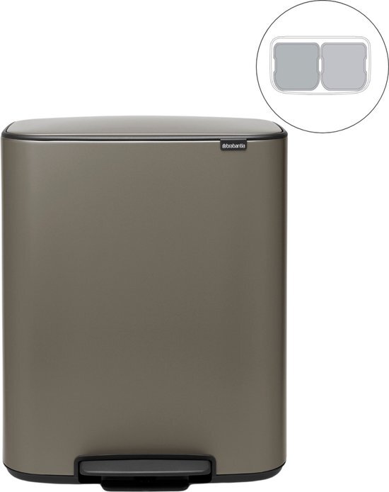 Brabantia Bo Prullenbak - 2 x 30 l - Platinum