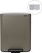 Brabantia Bo Prullenbak - 2 x 30 liter - Platinum