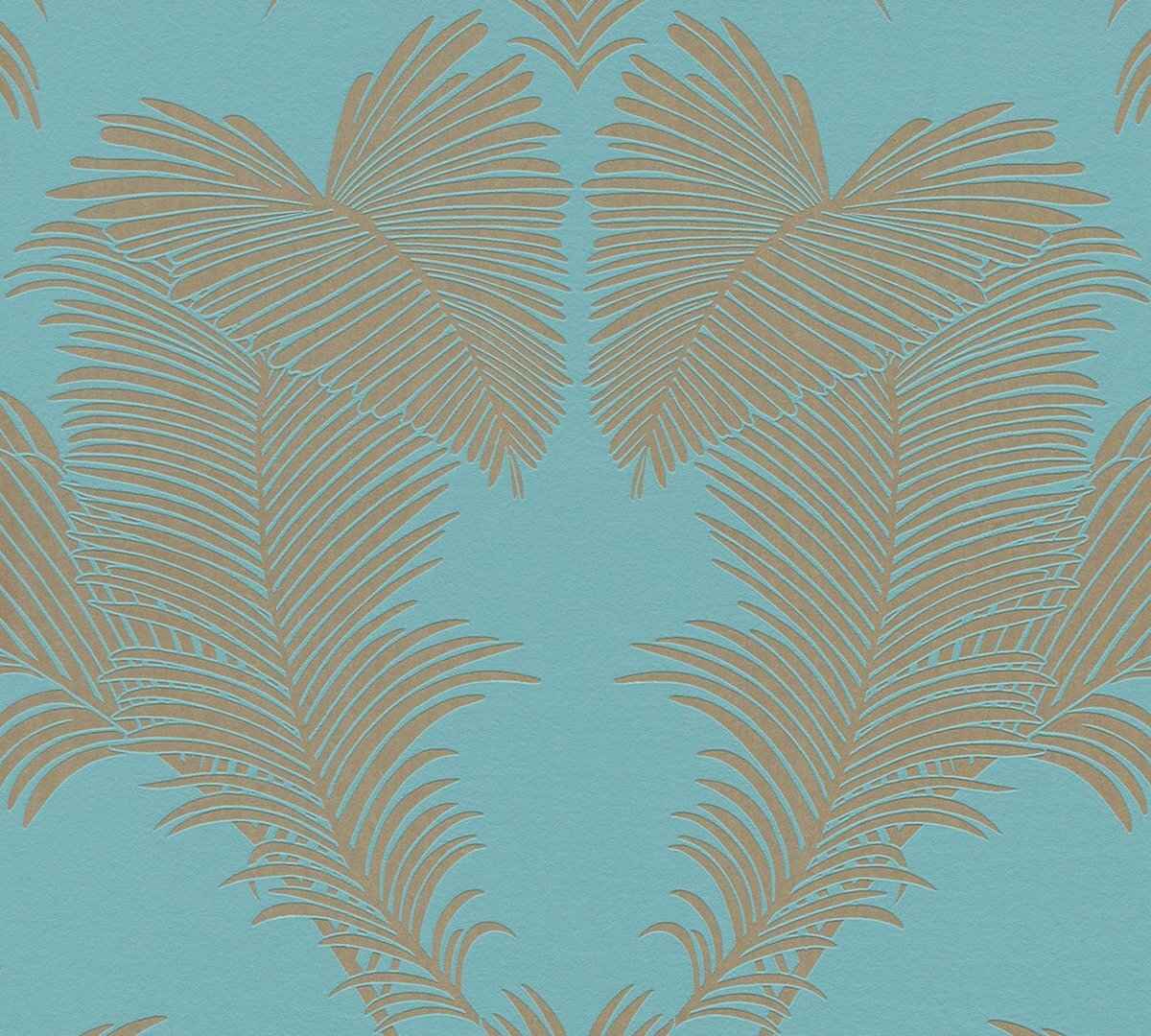 A.S. Création AS Creation Trendwall 2 - PALMBLAD BEHANG - Botanisch - turquoise goud - 1005 x 53 cm