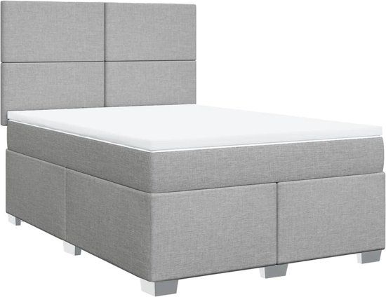 vidaXL Boxspring met matras stof lichtgrijs 140x190 cm