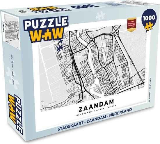 MuchoWow Puzzel Stadskaart - Zaandam - Nederland - Legpuzzel - Puzzel 1000 stukjes volwassenen - Plattegrond