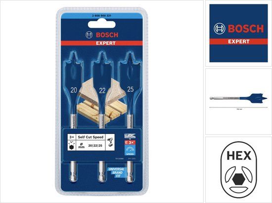 Bosch Expert Self Cut Speed boorset - 3-delige speedboorset - 20/22/25mm
