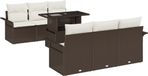 vidaXL Tuinbank Set 7-delig Bruin Polyrattan
