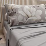 PETTI Artigiani Italiani - Katoenen beddengoed met kussenslopen met digitale print, bedlakens voor Frans bed, beddengoedset met bloemenpatroon 42 lichtgrijs, 100% Made in Italy