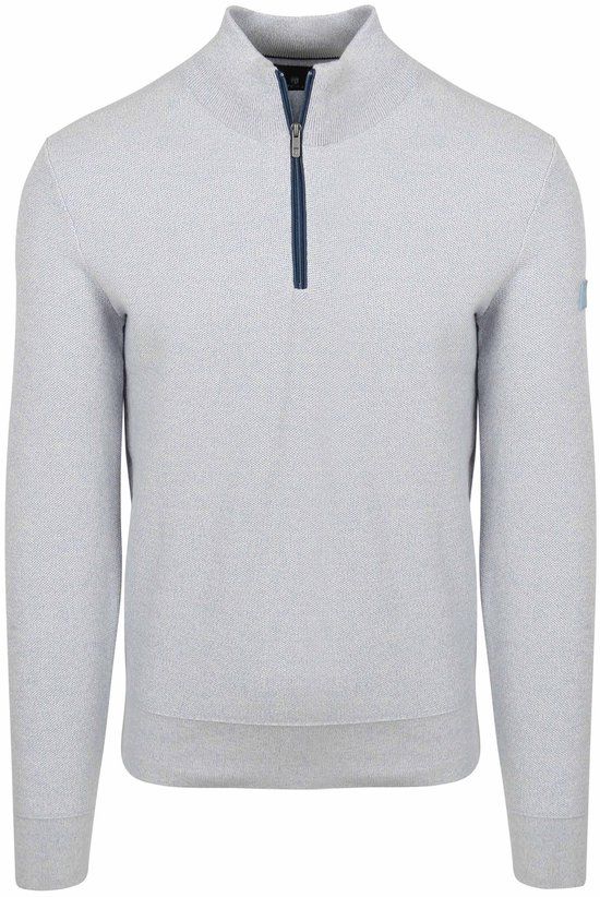 State of Art Half Zip Trui Melange Lichtblauw - Maat XXL - Heren - Pullovers