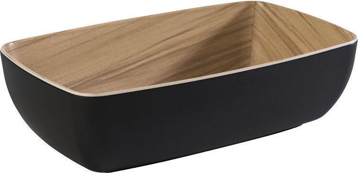 APS Melamine gn schaal frida - 1/4gn - Zwart en hout-look - Set van 2 stuks