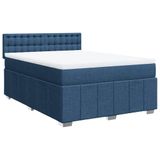 VidaXL Boxspringbed met matras, blauw, 160x200 cm, gestoffeerd