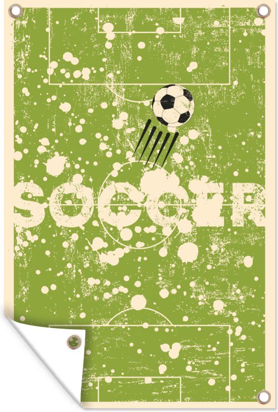GreatGardenPosters Tuinposter - Soccer - Voetbal - Sport - 80x120 cm - Vintage - Tuinposter buiten - PVC