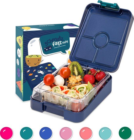 Klarstein Schmatzfatz Junior Lunchbox - Blauw - 1.35L - 4 Vakken - BPA-vrij