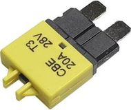 Hansor Circuit Breaker Standard, type 3, Manual Reset, 20A CBE3 Series 20A Zekeringautomaat standaard vlakzekering 20 A Geel