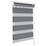 VOUNOT Rolgordijn voor dag en nacht, dubbele stof, met of zonder boren, 55 x 150 cm, privacybescherming voor ramen en deuren, slaapkamer, eenvoudig te installeren met grijze clips