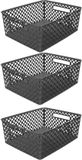5Five Opbergmand/box van kunststof - Zwart - 3 stuks