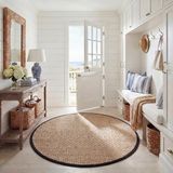 Safavieh NF114A tapijt, natuurlijke vezel, panamabijning, natuurlijk en beigekleurig zeewier 152 x 243,8 cm Casual 6' Round natuur/zwart