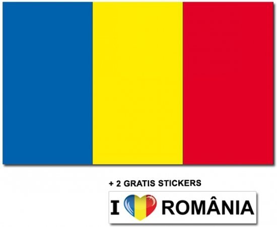 - Roemeense vlag met 2 gratis Roemenie stickers