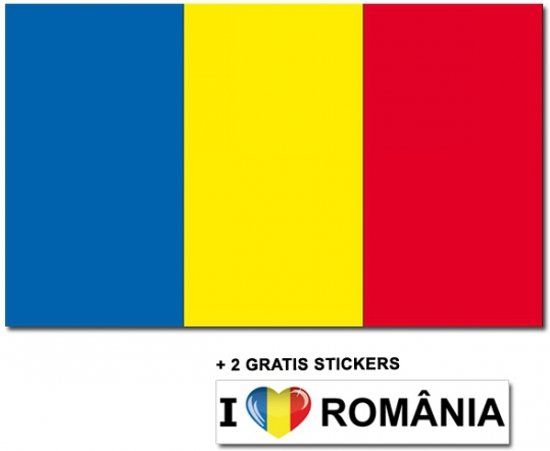 Roemeense vlag met 2 gratis Roemenie stickers