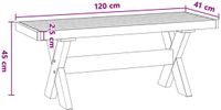 vidaXL Eetbank NOAIN 120 x 41 x 45 cm Massief grenenhout Zwart