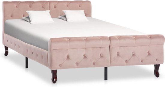 vidaXL Bedframe fluweel roze 120x200 cm