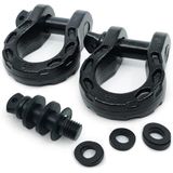 GearAmerica Mega Shackles Black (2PK) | 34 Ton Capaciteit - Sterker dan 20mm D-ringen | Trekbeugel + 23mm Pin + Sluitringen | Veilige verbinding voor Trekband of Lierkabel naar 4x4 Off-Road 4x4 Herstel