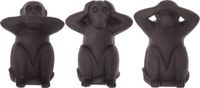 Atmosphera Créateur d'intérieur® Set van 3 beeldjes Apen Wijsheid - Hars - Zwart - 23 cm hoog