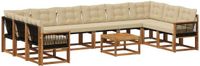 vidaXL Hoek loungeset 10 zitplaatsen Acacia hout Natuurlijk en beige