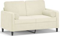 vidaXL Tweezitsbank met sierkussens 120 cm fluweel crèmekleurig