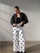 Next Dames Broek met wijde pijpen van gemengd linnen - Wit