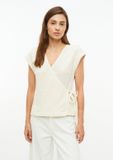 s.Oliver Vrouwen Regular Fit Lange Mouw V-hals T-shirt Lichtbeige Katoenmix