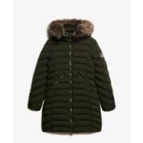 Superdry Halflange Fuji-pufferjas met capuchon met imitatiebont - Dames - Gewatteerde jassen