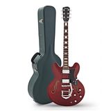 Hartwood Revival Vibrato semi-akoestische gitaar & harde koffer, Cherry Red