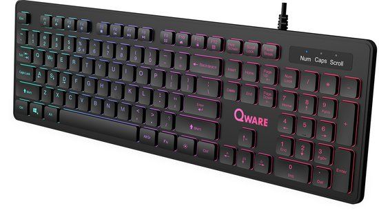Qware Office Multimedia Toetsenbord met LED Verlichting - Zwart - QWERTY (US)