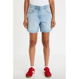 Cache Cache Straight Regular Waist Short Light Blue Denim