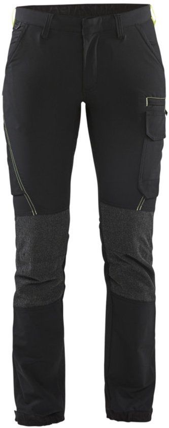 Blåkläder Dames Service werkbroek 4-weg stretch 7122-1645 - Zwart/High Vis Geel - C42