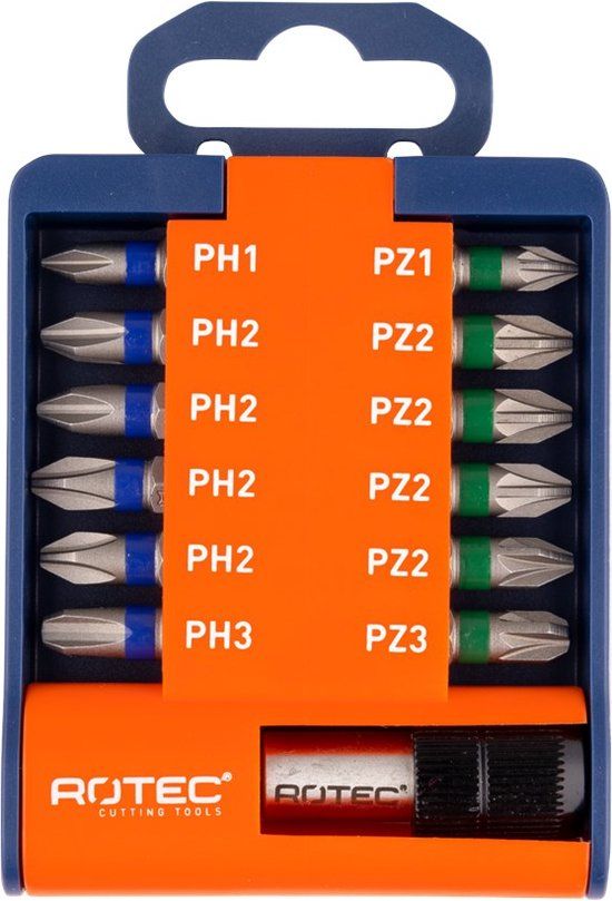 Rotec Bit- & bithouder-set OPTI-LINE, bits PH-PZ 13-dlg.